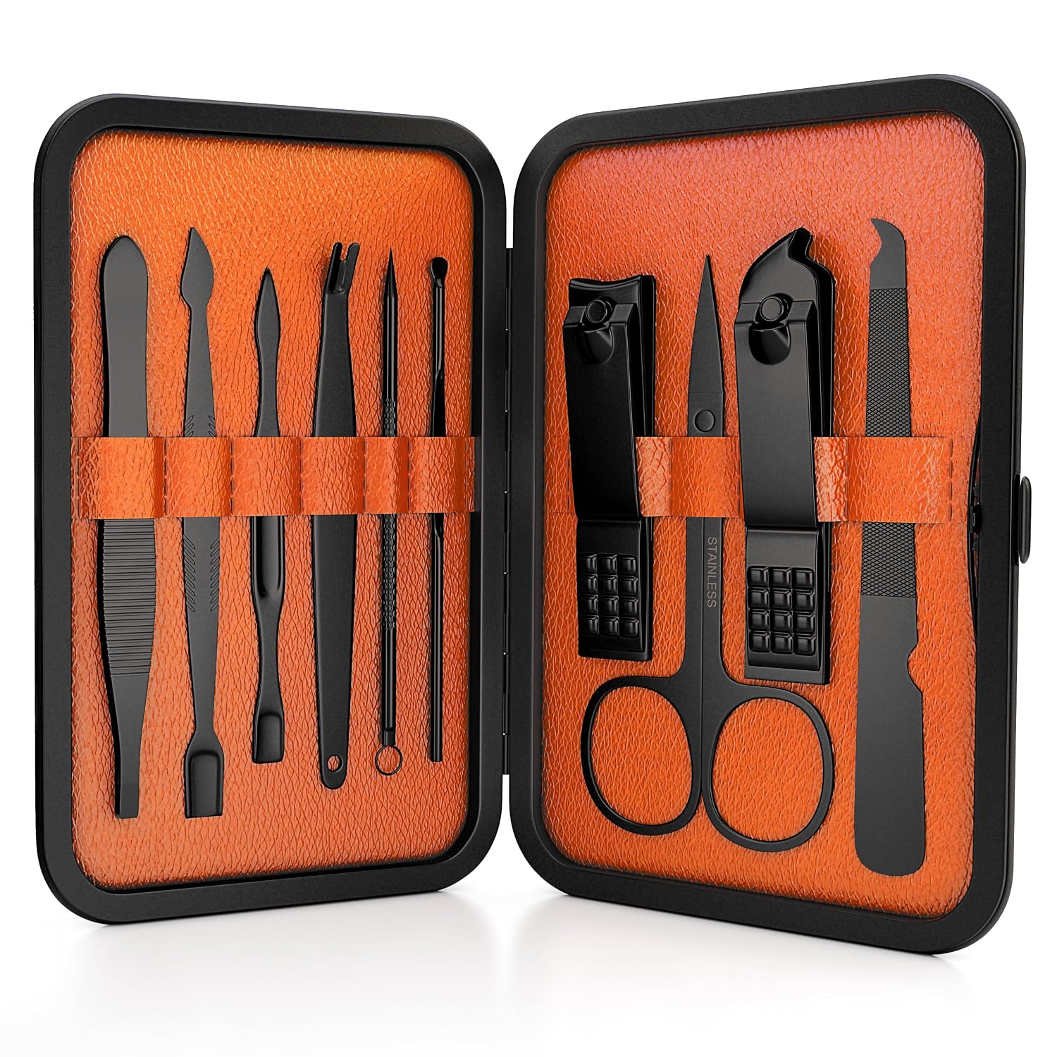 10-Piece Pedicure & Manicure Kit for Men & Women - Includes Nail Clippers, Scissors, Tweezers, Files - Compact Travel
