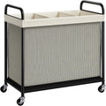 Laundry Hamper 3 Section, 120L Rolling Laundry Sorter with Wheels | Removable Washable Liner Bags, Sturdy Steel Frame