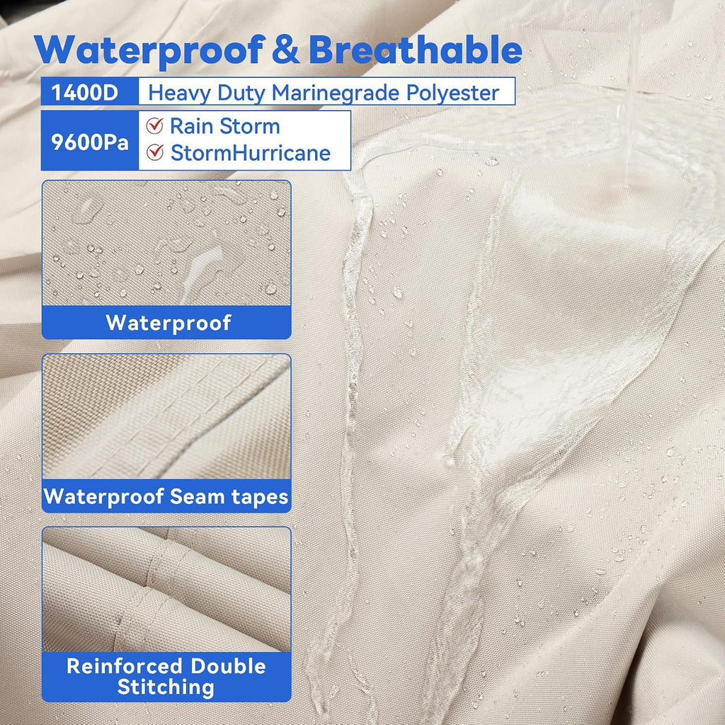 1400D Heavy Duty Waterproof Boat Cover,Tear-Resistant,Trailerable,Enhanced Windproof Buckles,with Storage Bag