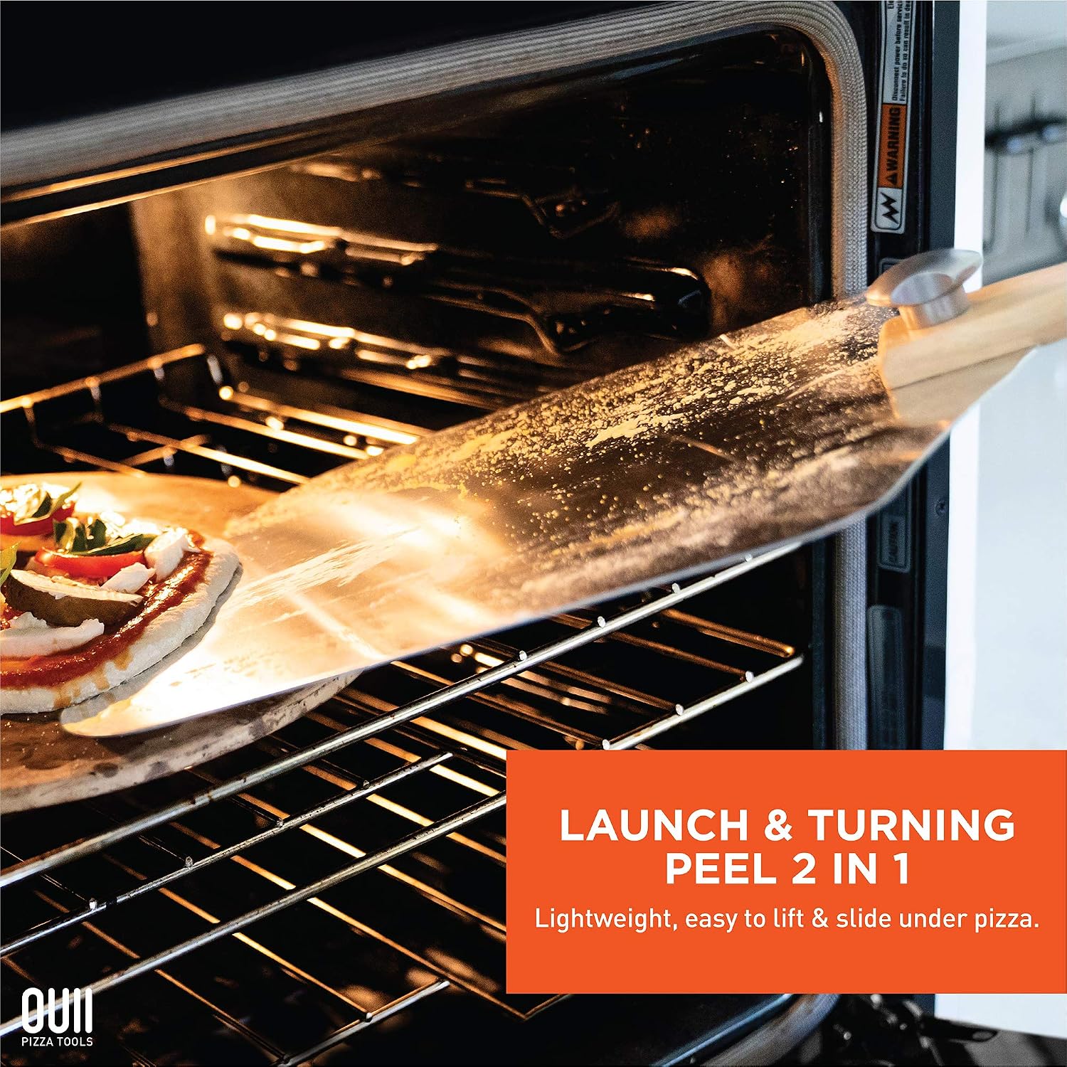 Aluminum Pizza Peel Metal - 12 x 14 Inch. Pizza Spatula for Oven with Foldable Wood Handle. Pizza Oven Accessories