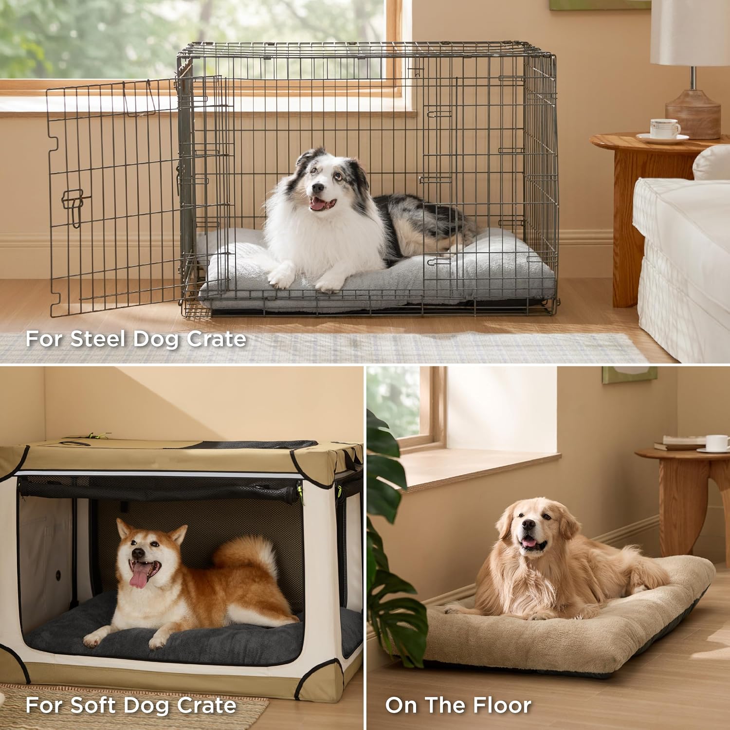 Washable XL Dog Bed for Crate for Extra Large Dogs, Comfort Fluffy Plush Pet Pillow Bed Kennel Pad with Non-Slip