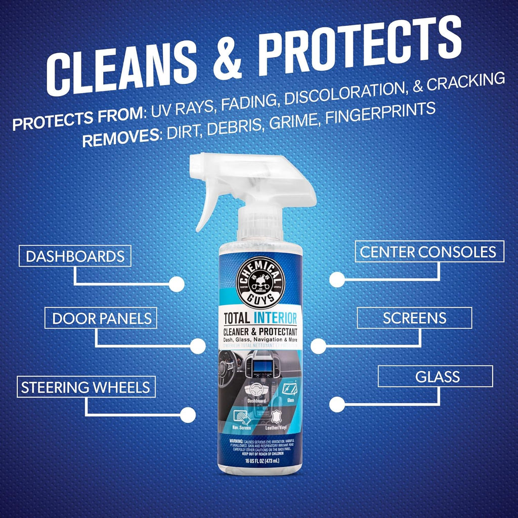 Car Detailing Kit, Car Cleaning Kit with Total Interior Cleaner & Protectant, Sprayable Wheel Cleaner, Car Wash Soap