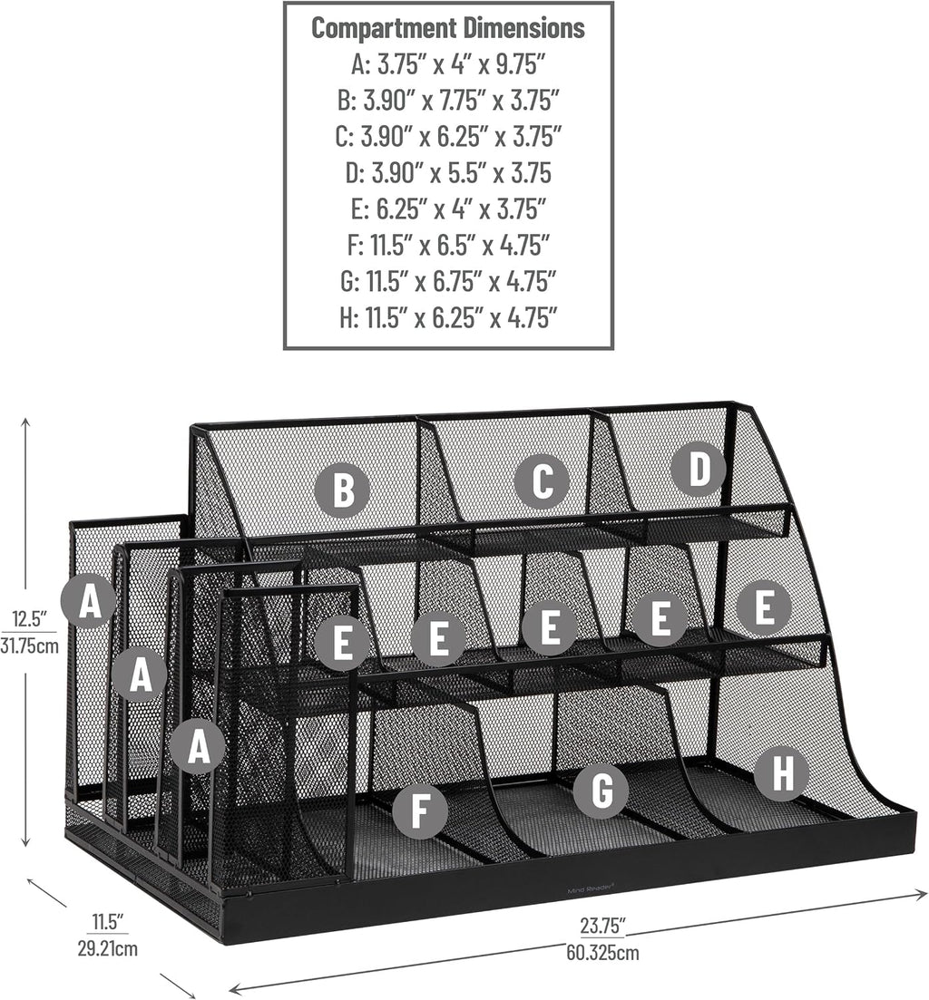 Cup and Condiment Station, Breakroom Countertop Organizer, 3-Tier Storage for Office Coffee Stations and Shared