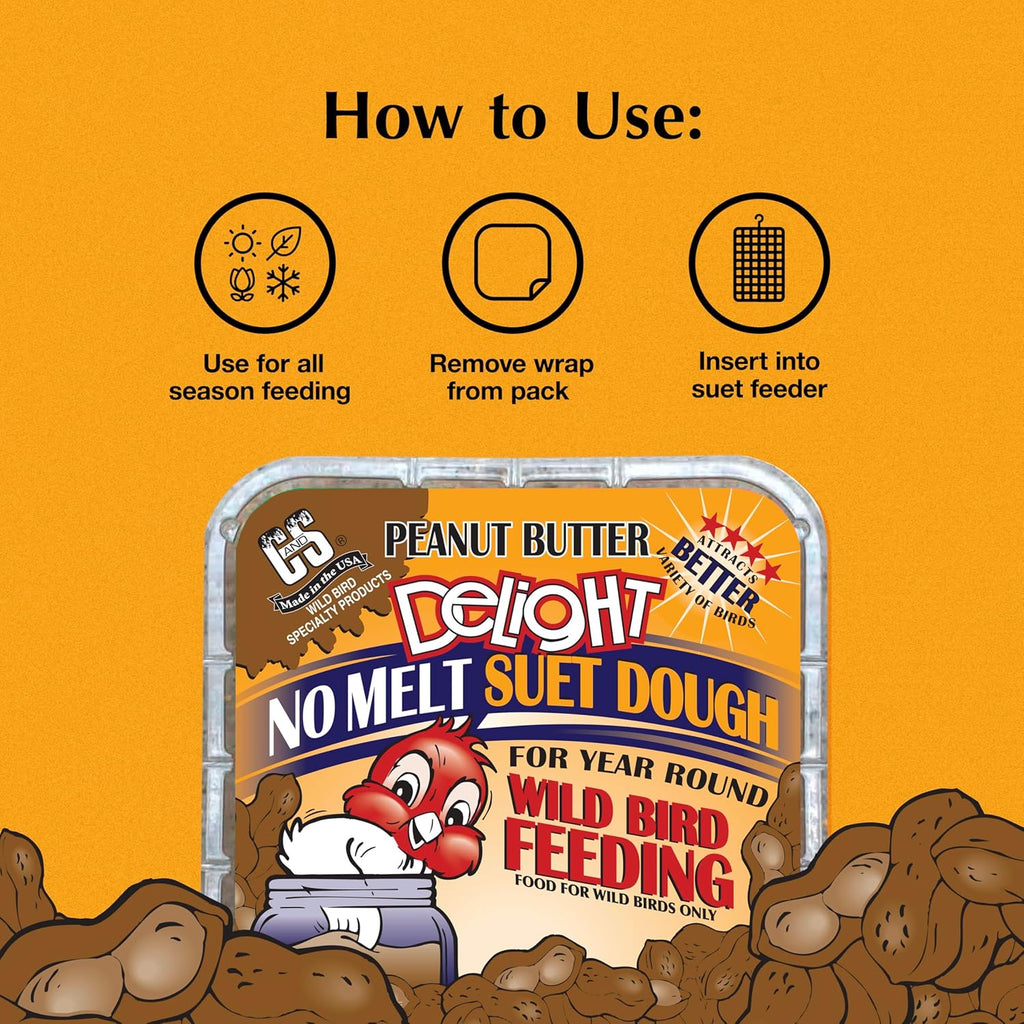 Peanut Butter Delight No Melt Suet Dough, Suet Cakes for Wild Birds | Peanut Butter suet, year-round no melt formula