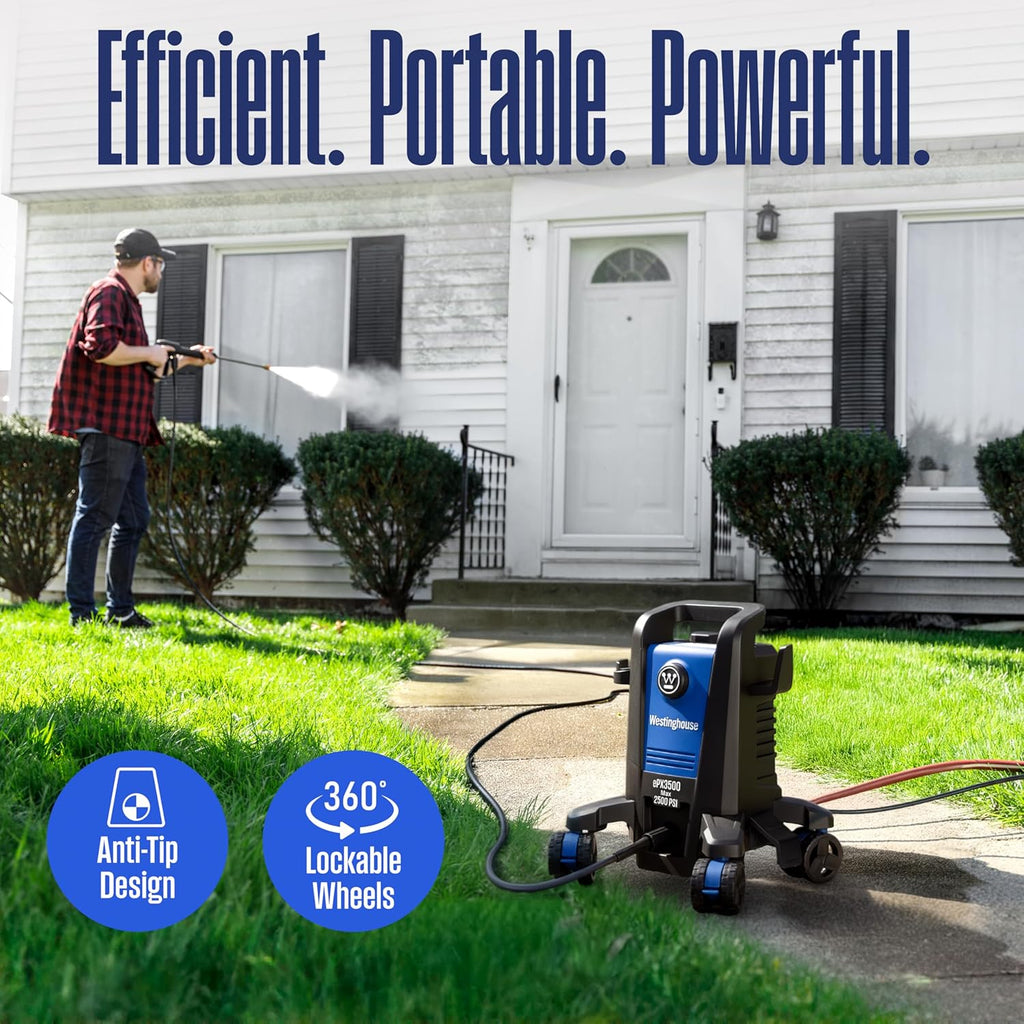 ePX3500 Electric Pressure Washer, 2500 Max PSI 1.76 Max GPM with Anti-Tipping Technology, Onboard Soap Tank