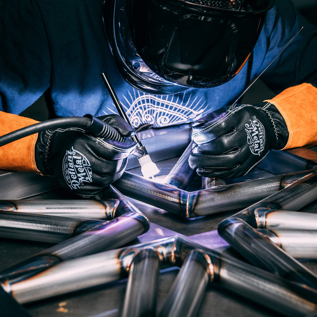 TIG Welding Gloves - Premium Black Goatskin Leather (Medium)