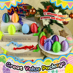 12PCS 3D Dragon Eggs with Dragon Inside, Easter Basket Stuffers Mini Easter Egg Set Articulated Unique Easter Basket