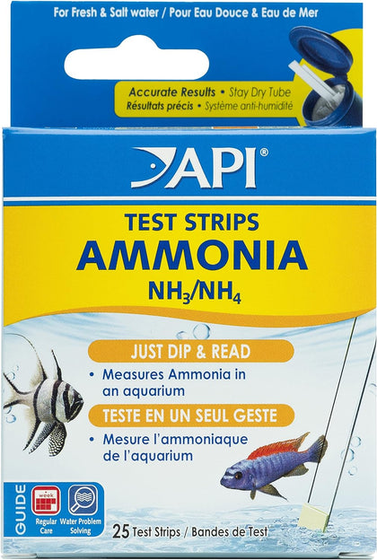 AMMONIA TEST STRIPS Freshwater and Saltwater Aquarium Water Test Strips 25-Test Box