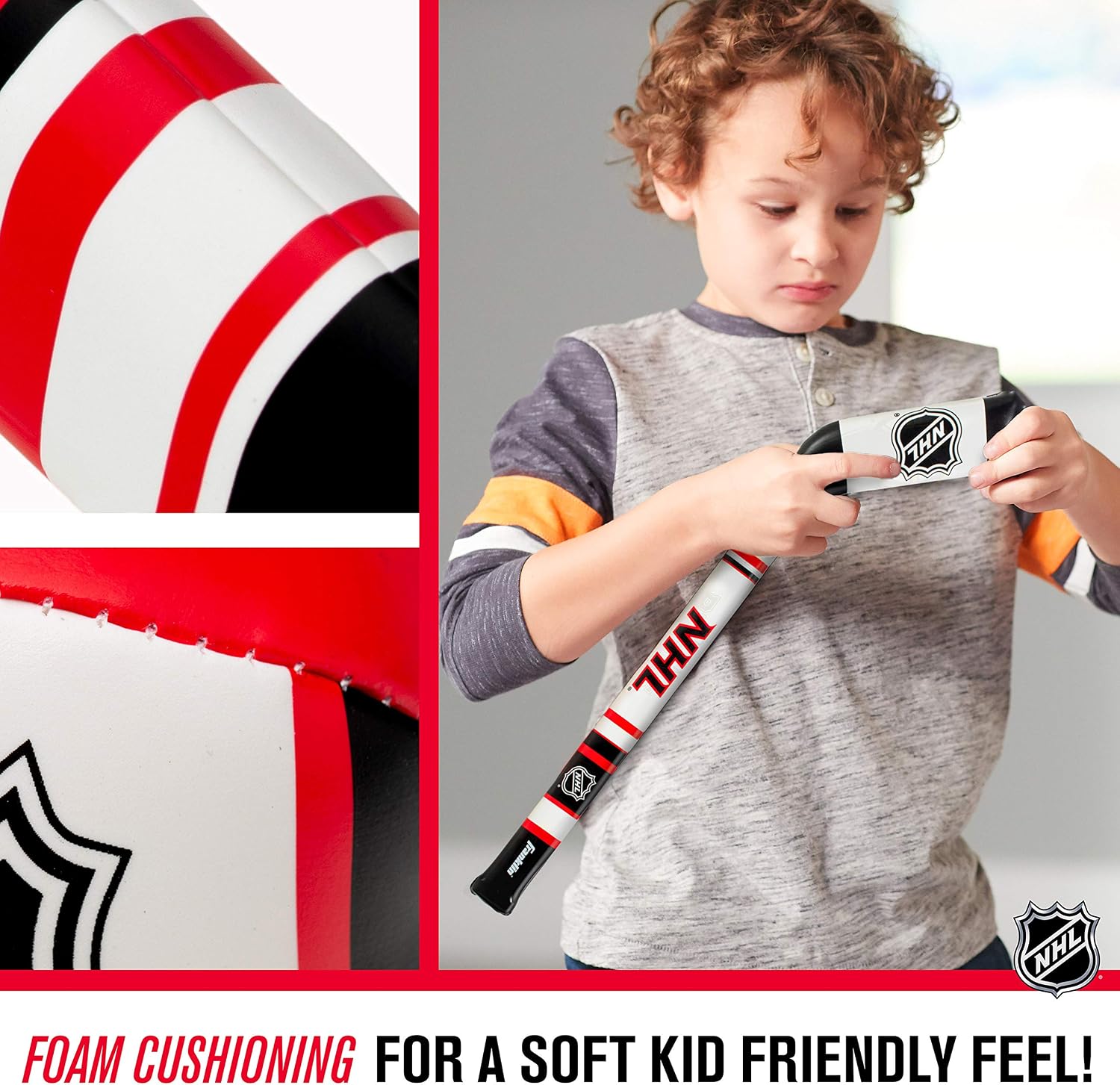Franklin Sports NHL Kids Hockey Stick & Ball Set, Soft Sport Technology, 24.5 in, for Ages 3+ | Builds Hand-Eye