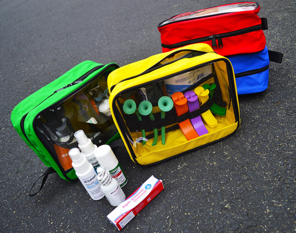 Premium Color Coded Organizer First Aid Kit Accessory Pouches - Extra Large - Zippered Bag with Transparent Window