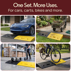 Portable Lightweight Plastic Curb Ramps - 2PC Heavy Duty Plastic Threshold Ramp Set for Driveway, Loading Dock