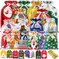 40PCS Christmas Drawstring Gift Bags, 5 Size Large Medium Small