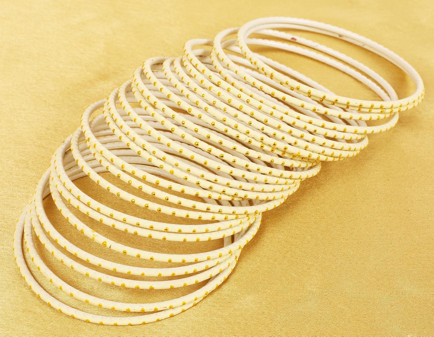 Indian Bollywood Trending Fashion Handcrafted Beautifully Trimmed Edges Textured Golden Dots Designer Jewelry Bangle