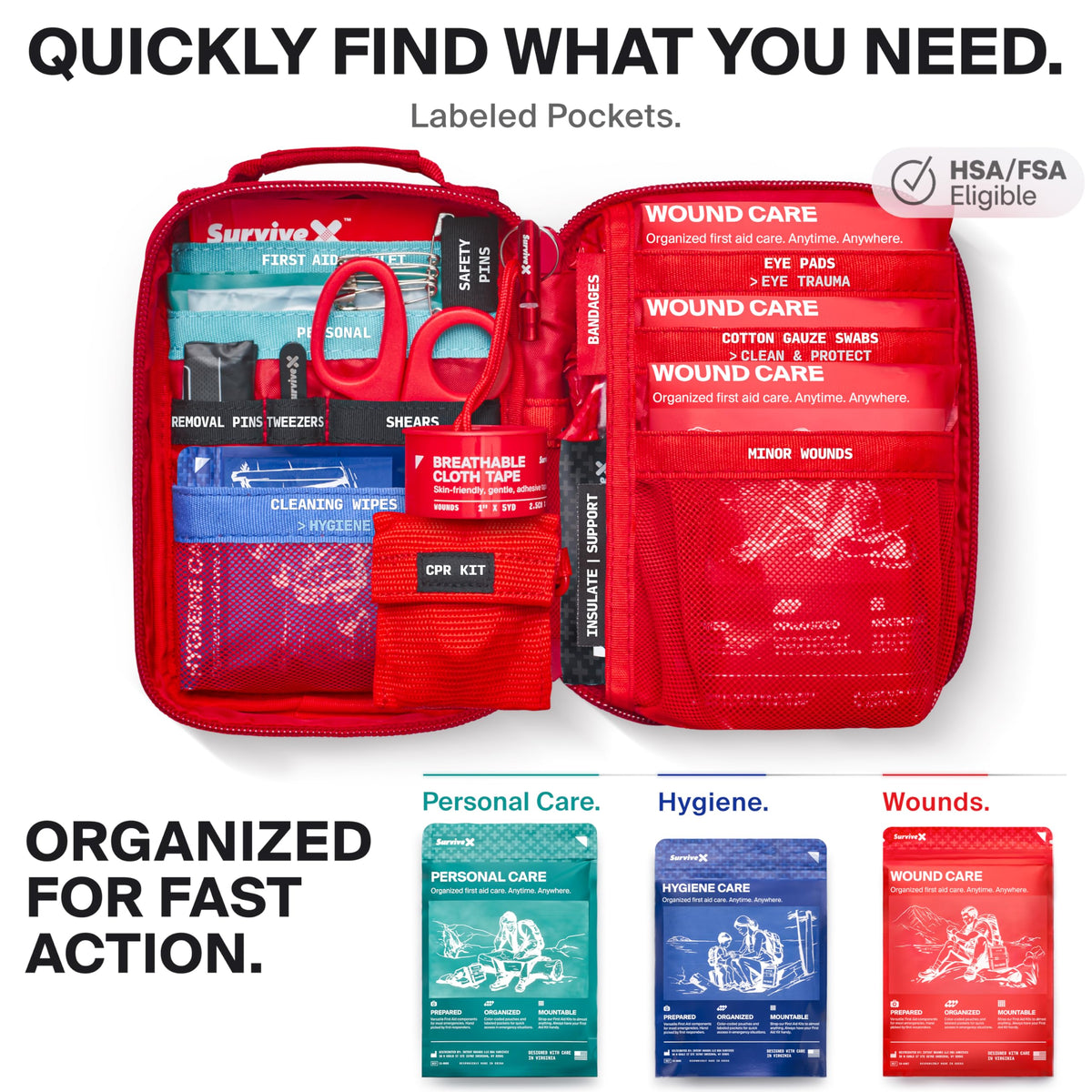 Small First Aid Kit, Emergency Kit for 1-2 People