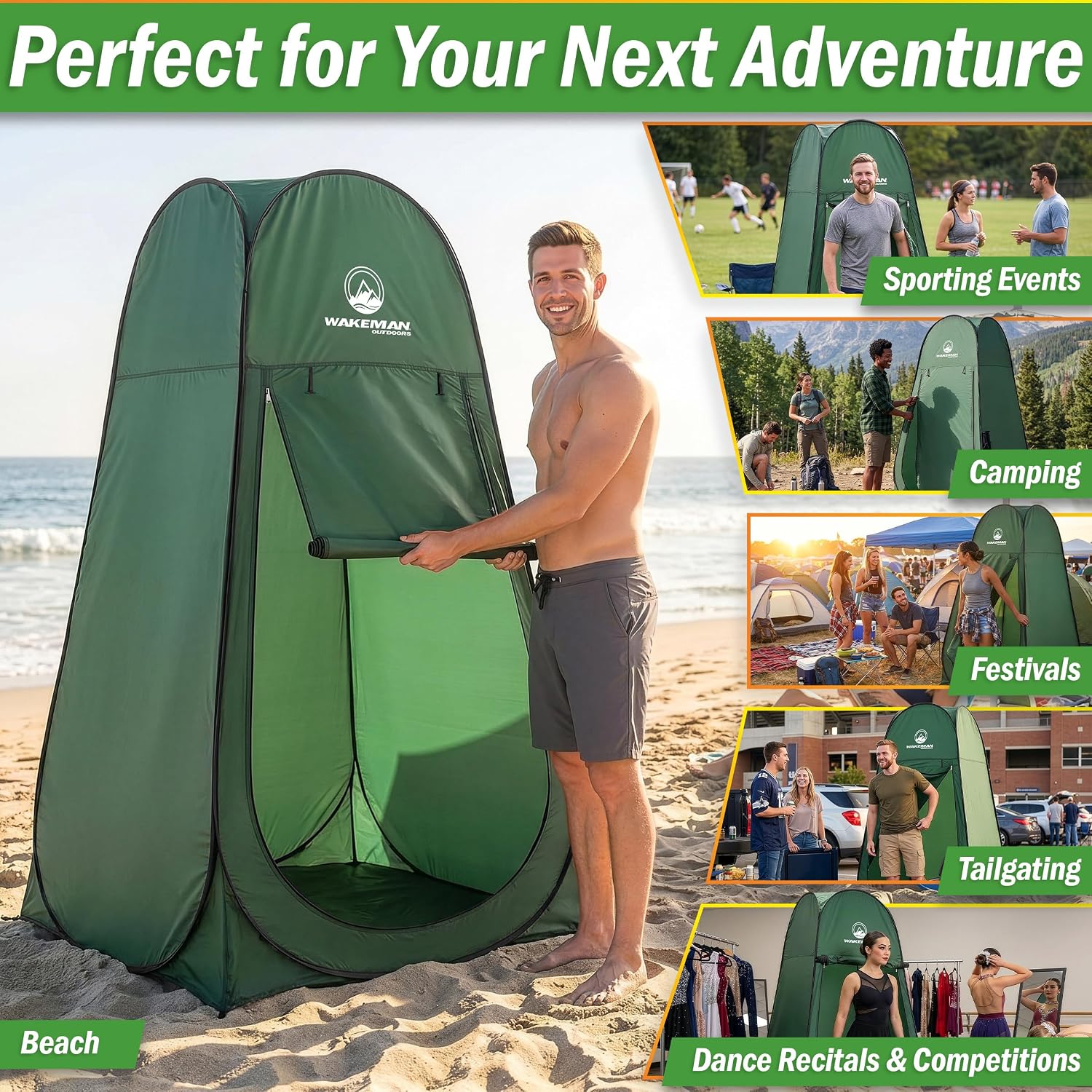 Pop Up Changing Tent, 3.3 x 3.3 x 6.2ft, Camping Shower Tent for Portable Toilet Stall or Dressing Room with Carry