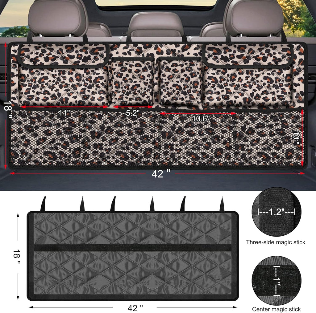 Car Trunk Organizer,Large Capacity Backseat Trunk Organizer(42"*18"),Collapsible Car Storage Bag with 8 Pocekt,Car