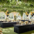 2 Pack Black Spandex Tablecloths for 4 ft Rectangle Tables, Wrinkle Free Fitted Table Covers 4 Foot StretchyTable