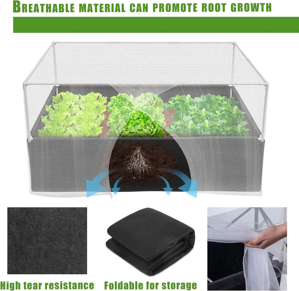 4X2.6X1.3FT Fabric Raised Garden Bed Kit, Breathable Raised Garden Bed with Cover, Garden Beds Outdoor with Plant