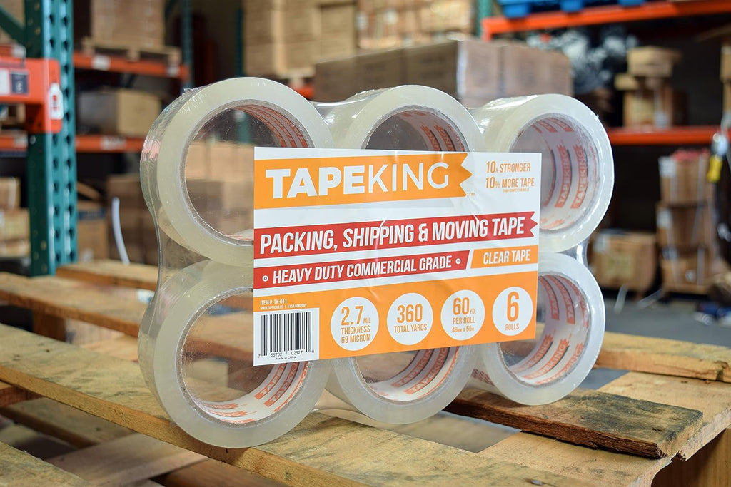 Clear Packing Tape - 60 Yards Per Roll (Pack of 6 Rolls) - Stronger & Thicker 2.7mil, Heavy Duty Adhesive Industrial