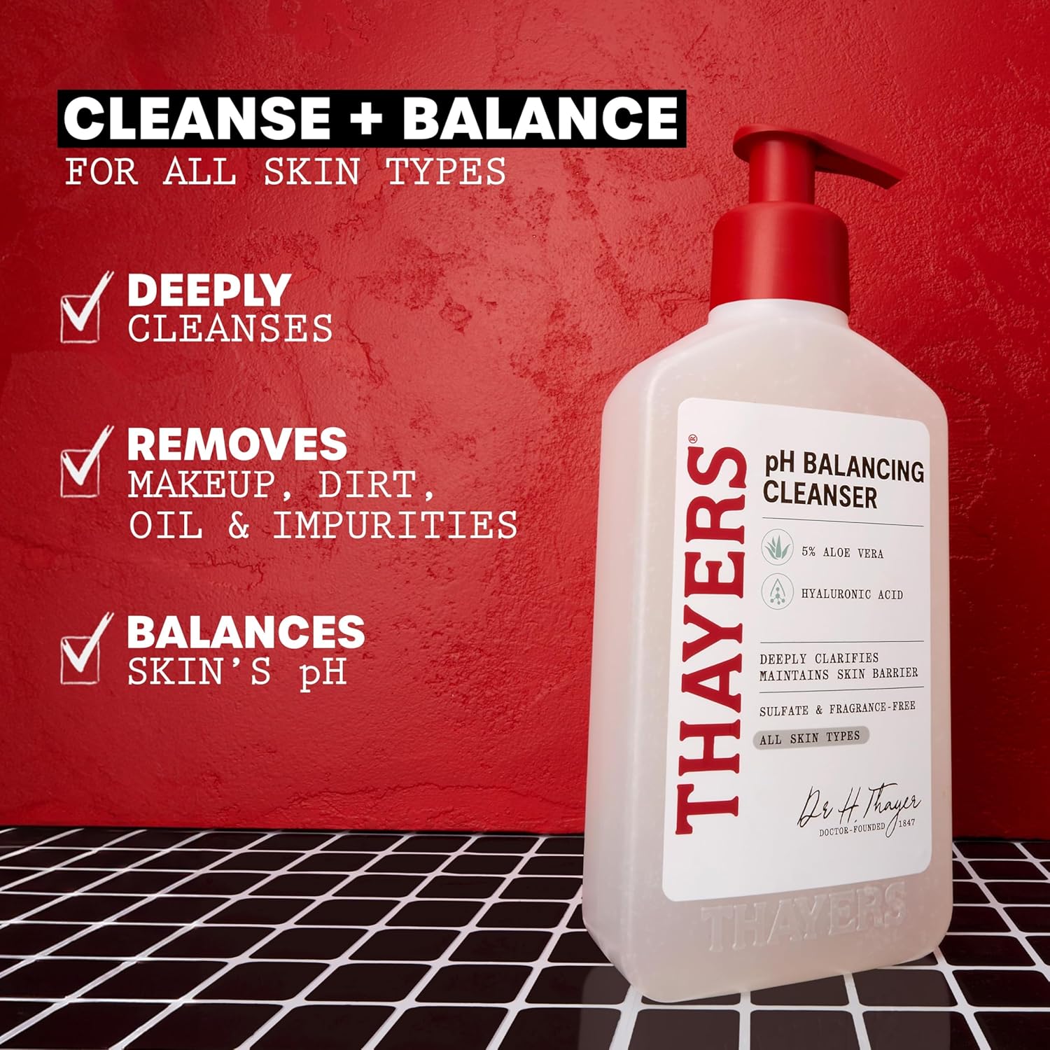 pH Balancing Daily Cleanser, Face Wash with Aloe Vera, Gentle and Hydrating Skin Care for Dry, Oily, or Acne Prone
