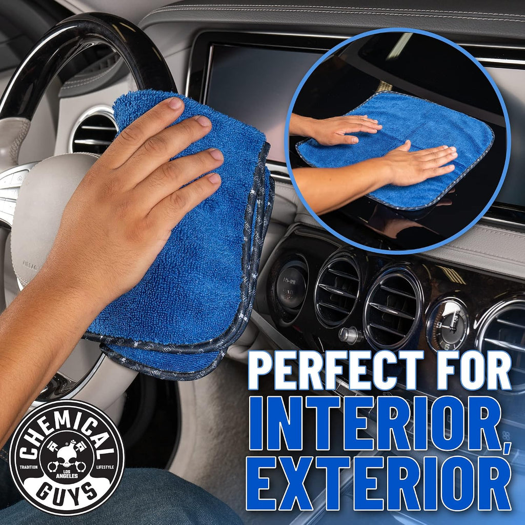 Professional Microfiber Towels, 16 x 16 in, Blue, 12 Pack | Ultra-soft, scratch-free towels to buff wax, dry panels