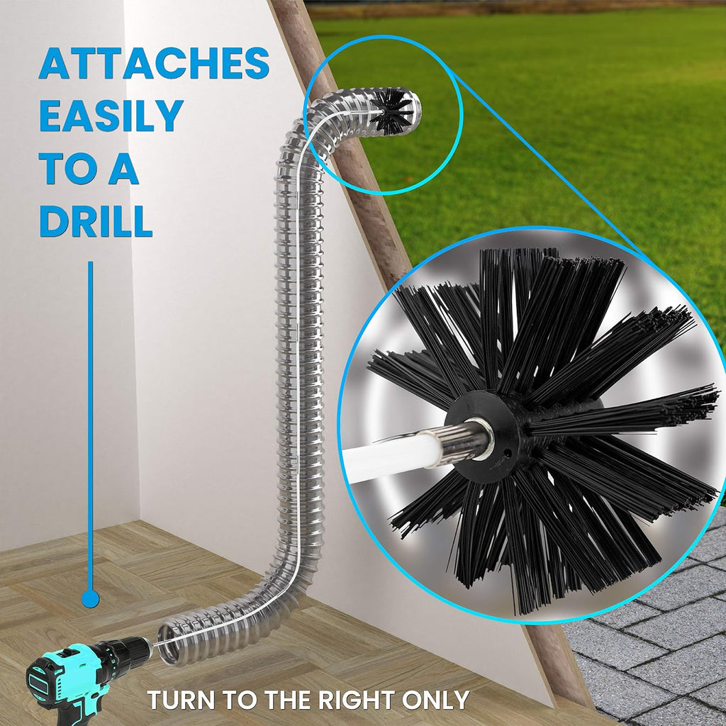Dryer Vent Cleaner Kit 20 Feet - Flexible Dryer Vent Cleaning Kit for Drill