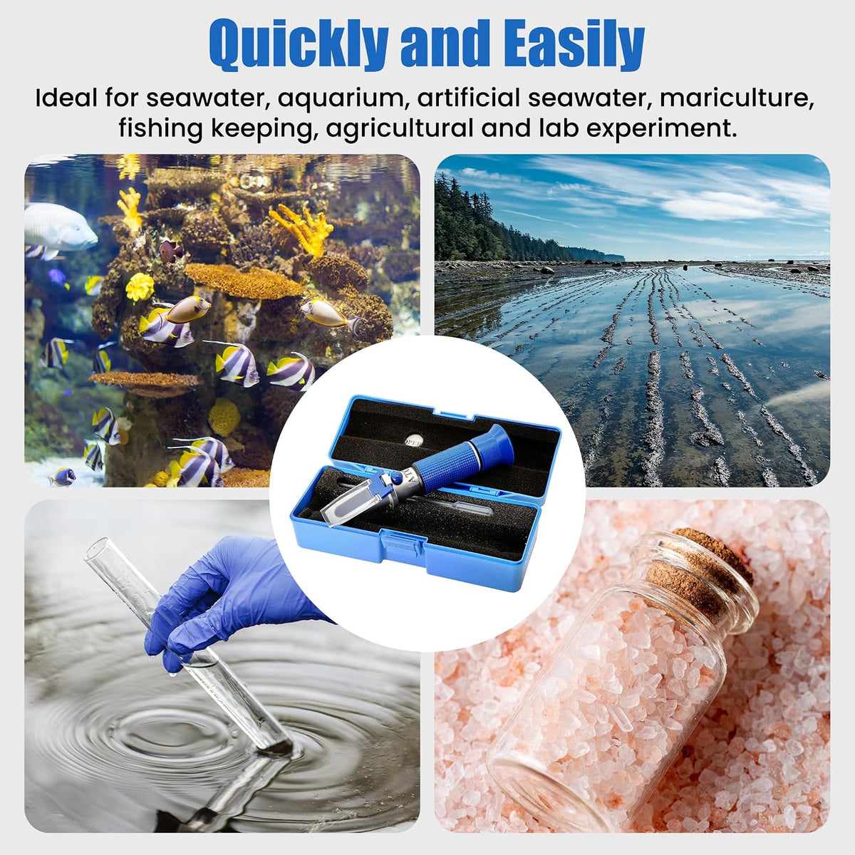 0-10% Salinity Refractometer 1.000-1.070 Specific Gravity Sea Water Tester with ATC Hand Held Refractometer for