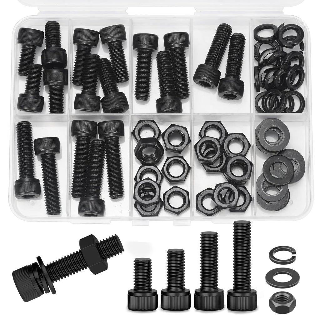12.9 Grade M8 Screws Assortment Kit, 72pcs Bolts and Nuts Washers Set