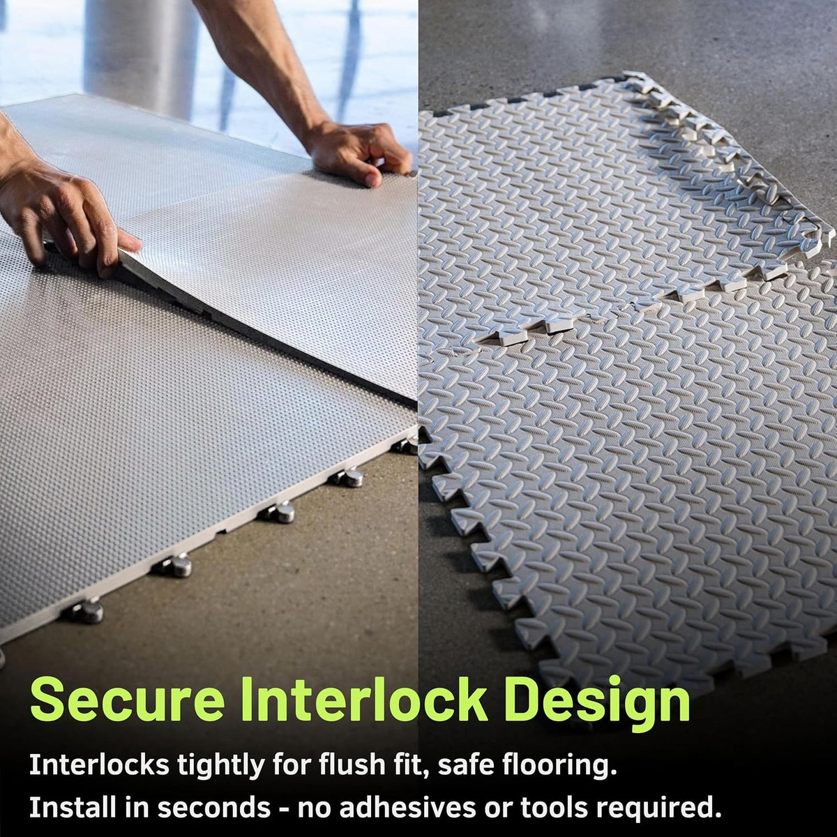 Performance Series Interlocking Floor Tiles - Durable ½ in TPE (Rubber Like, NOT Foam, no Odor) - Gym Flooring for