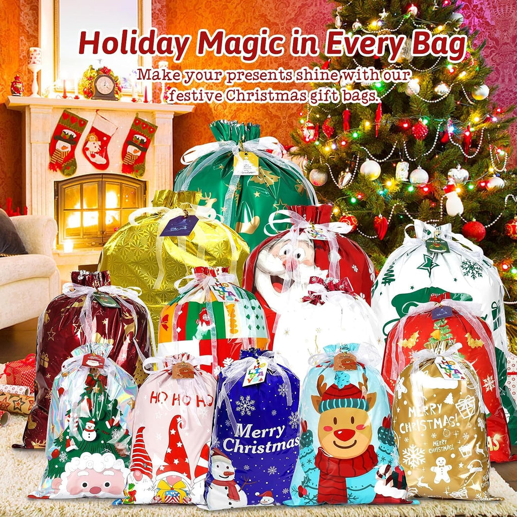 Christmas Drawstring Gift Bags, 38 PCS Gifts Christmas Bags