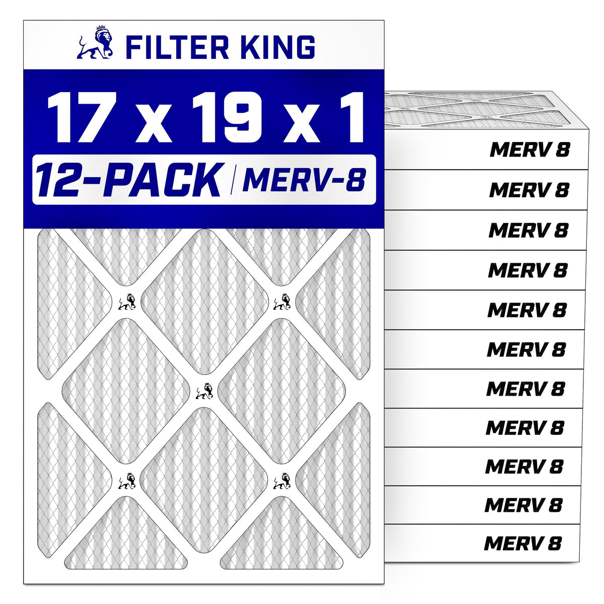 17x19x1 Air Filter MERV 8, AC Furnace Filters (12-Pack)
