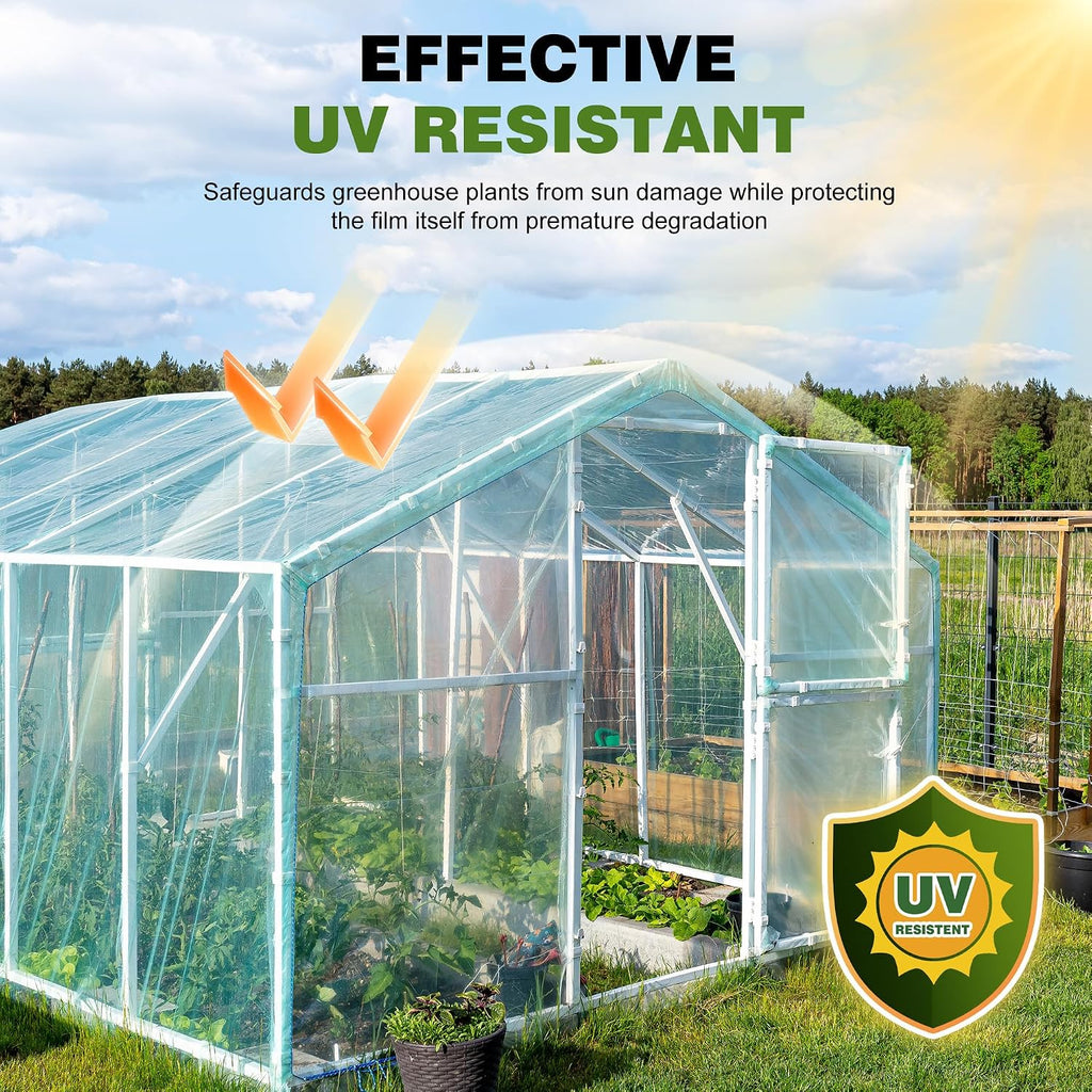 6 Mil Plastic Sheeting, 12x25 FT, Greenhouse Plastic,Heavy Duty | UV Resistant, Tear-Resistant,Waterproof