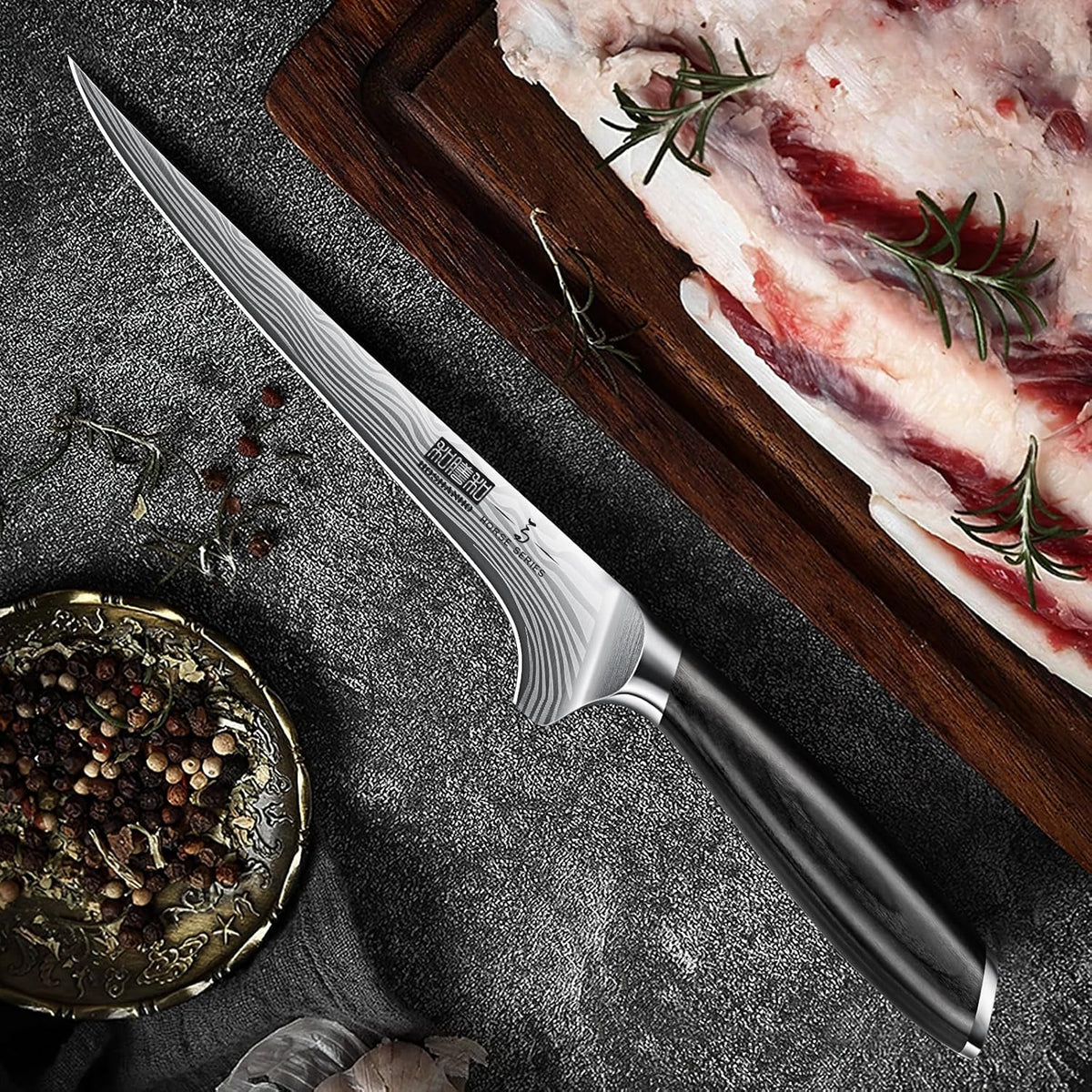 Fillet Knife 7 Inch, Japanese Sharp Boning Knife, Flexible Blade