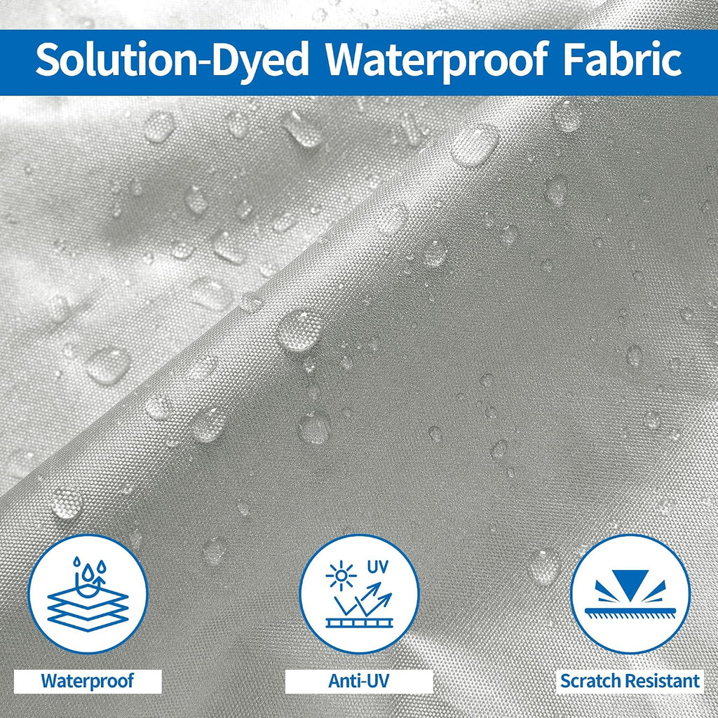 iCOVER Trailerable Boat Cover- 16'-18.5' Heavy Duty Waterproof Tarp Covers with Storage Bag, Fits V-Hull, Fish&Ski