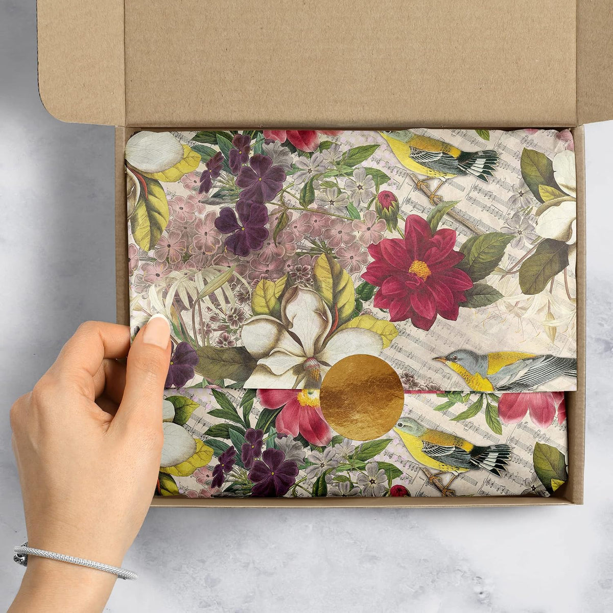 Bulk 240 Sheet-Count 20 x 30 Premium Printed Tissue Paper Available in 12 Designs, Botanic