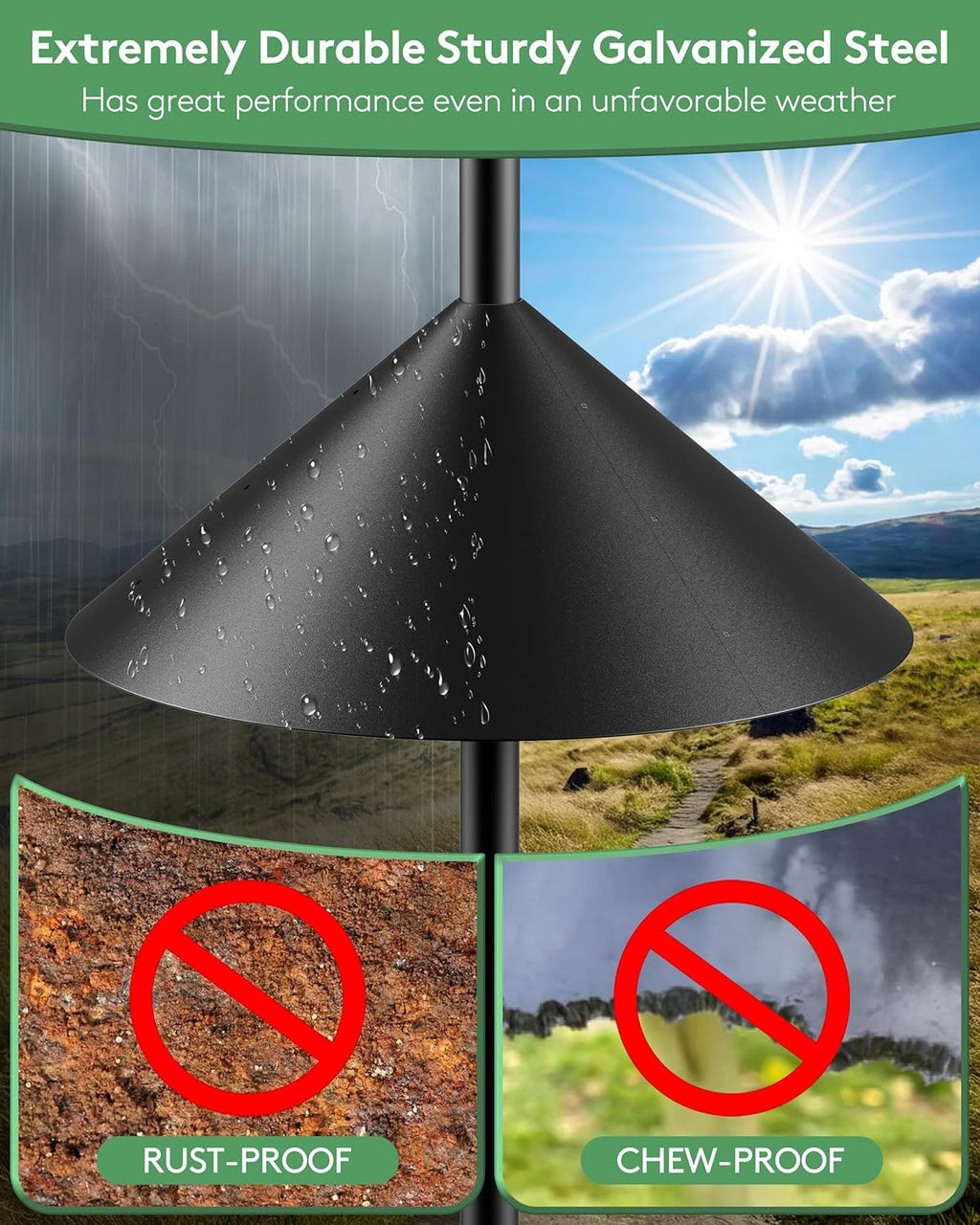 19 Inch Metal Squirrel Baffle for Bird Feeder Pole