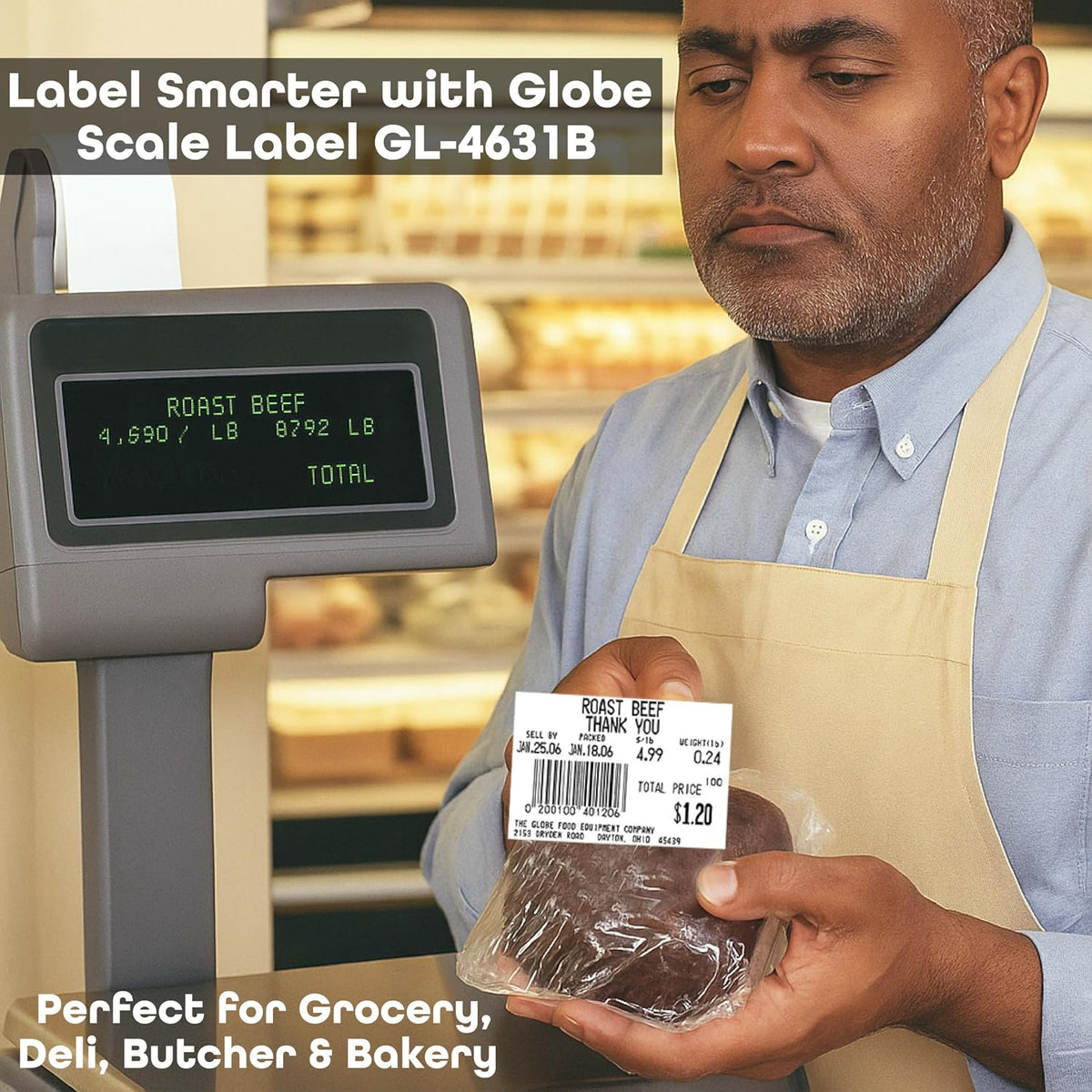 Globe Scale Label for GSP30A #4631 | Blank Label Roll | 800 Labels Per Roll | GL-4631B | 24 Rolls