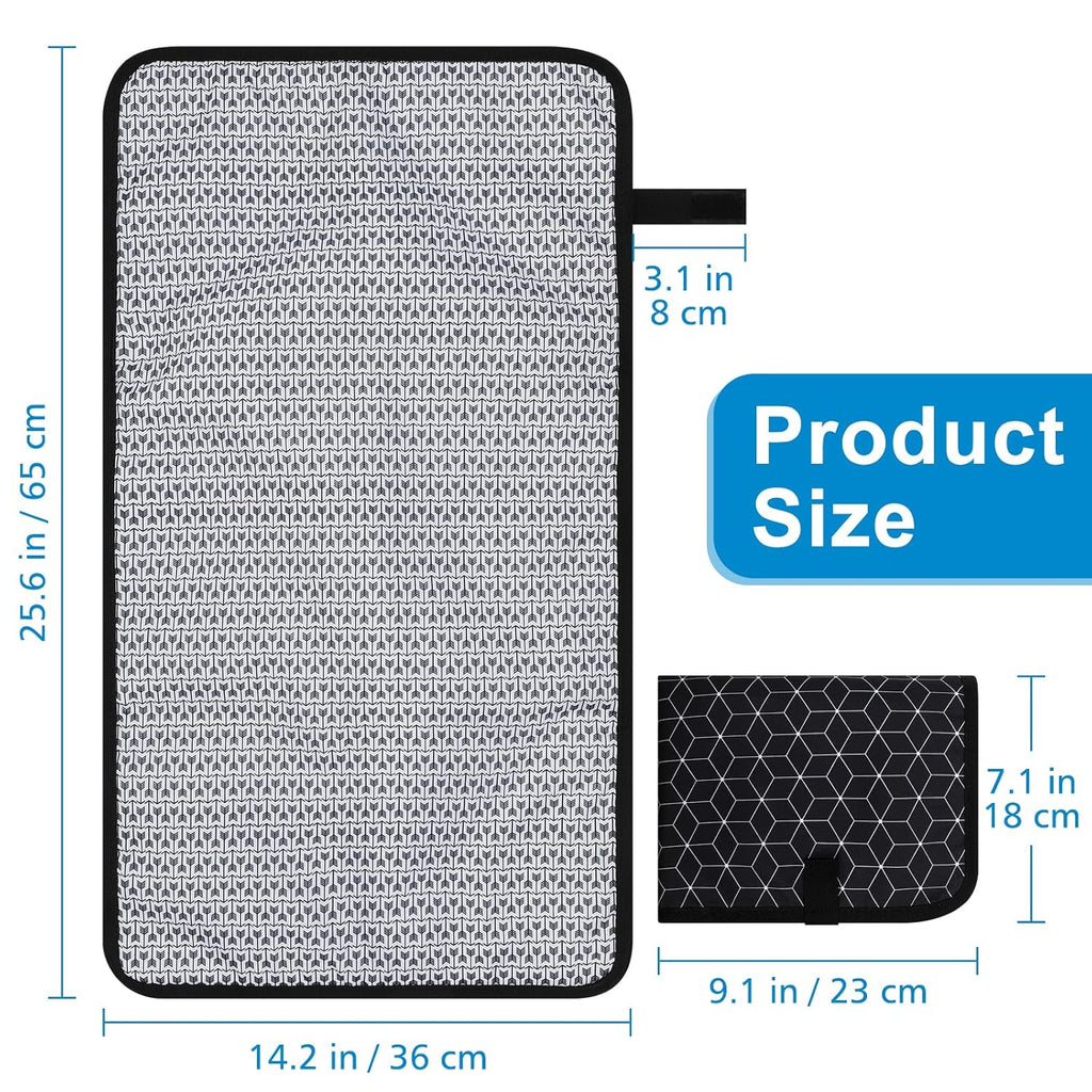 Portable Diaper Changing Pad, Waterproof Baby Changing Mat, Foldable Portable Travel Changing Pads for Baby, Black
