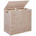Large Laundry Hamper with Lid, Natural Handwoven Hyacinth Laundry Basket, W/Removeable & Washable Liner Bag