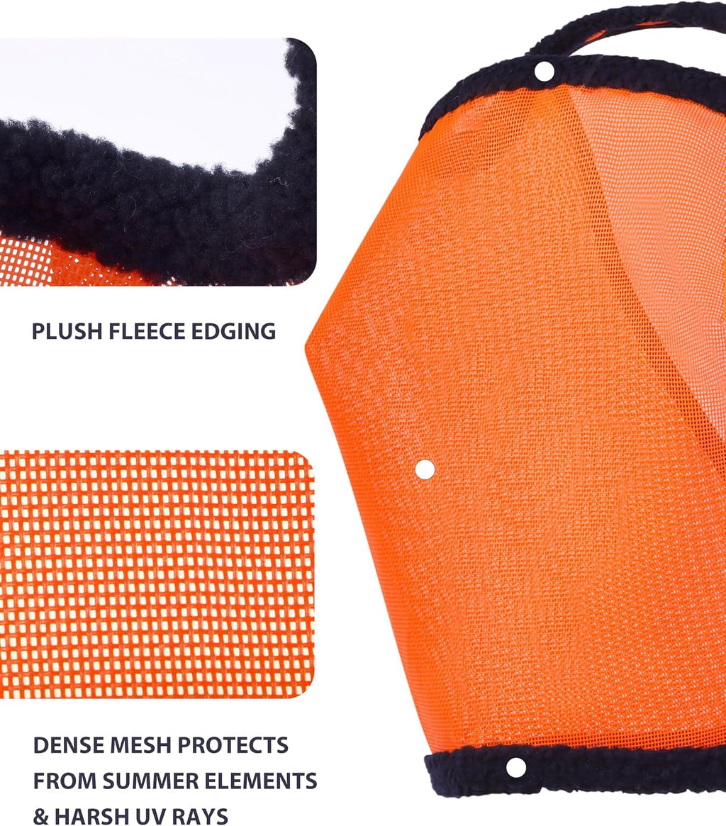 All Round Mesh Horse Fly Mask UV Protective with Fleece Padded Edging Vibrant Orange L