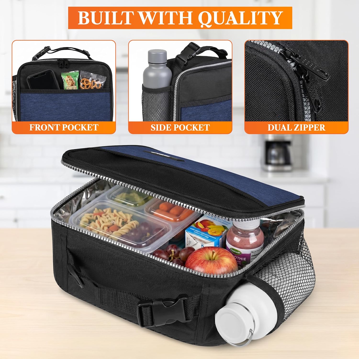 Insulated Lunch Bag for Kids, Reusable Lunch Box for School with Leakproof Lining, Compact Soft Cooler Tote for Boys