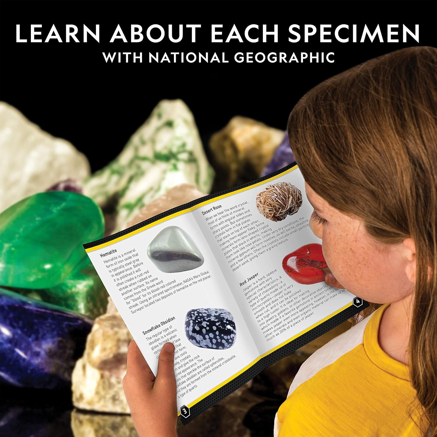 National Geographic Rock Collection Box with 15 Gemstones and Crystals | 15 Gemstones and Crystals, Storage Box