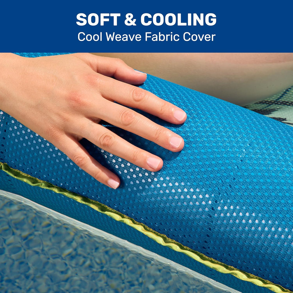 Aqua Comfort Pool Float Lounge – Inflatable Pool Floats for Adults with Headrest and Footrest – Bubble Waves