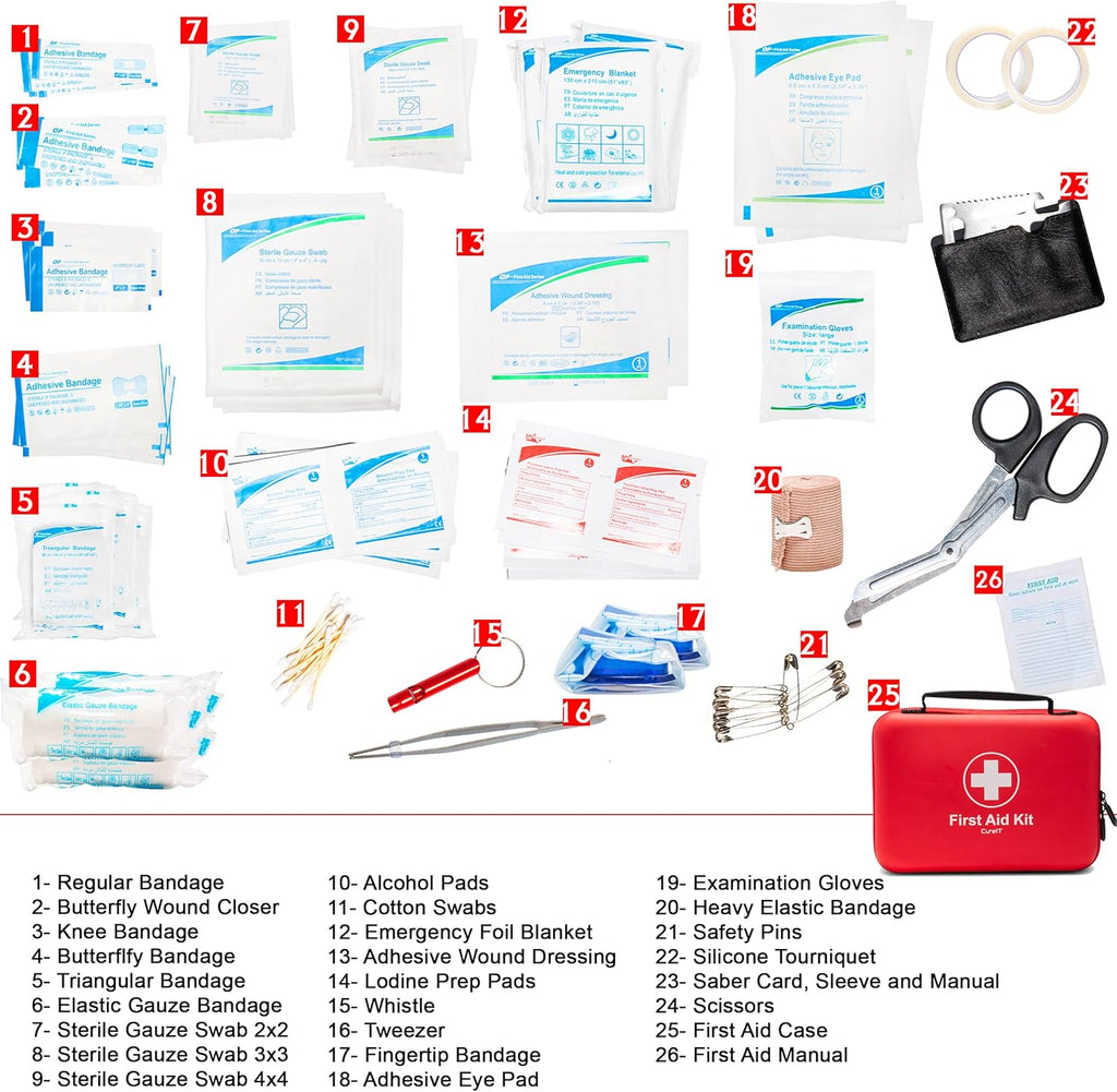 First Aid Kit 230 piece, Waterproof, All Purpose Use Outdoor, Indoor, Car, Hiking, Office, Kitchen