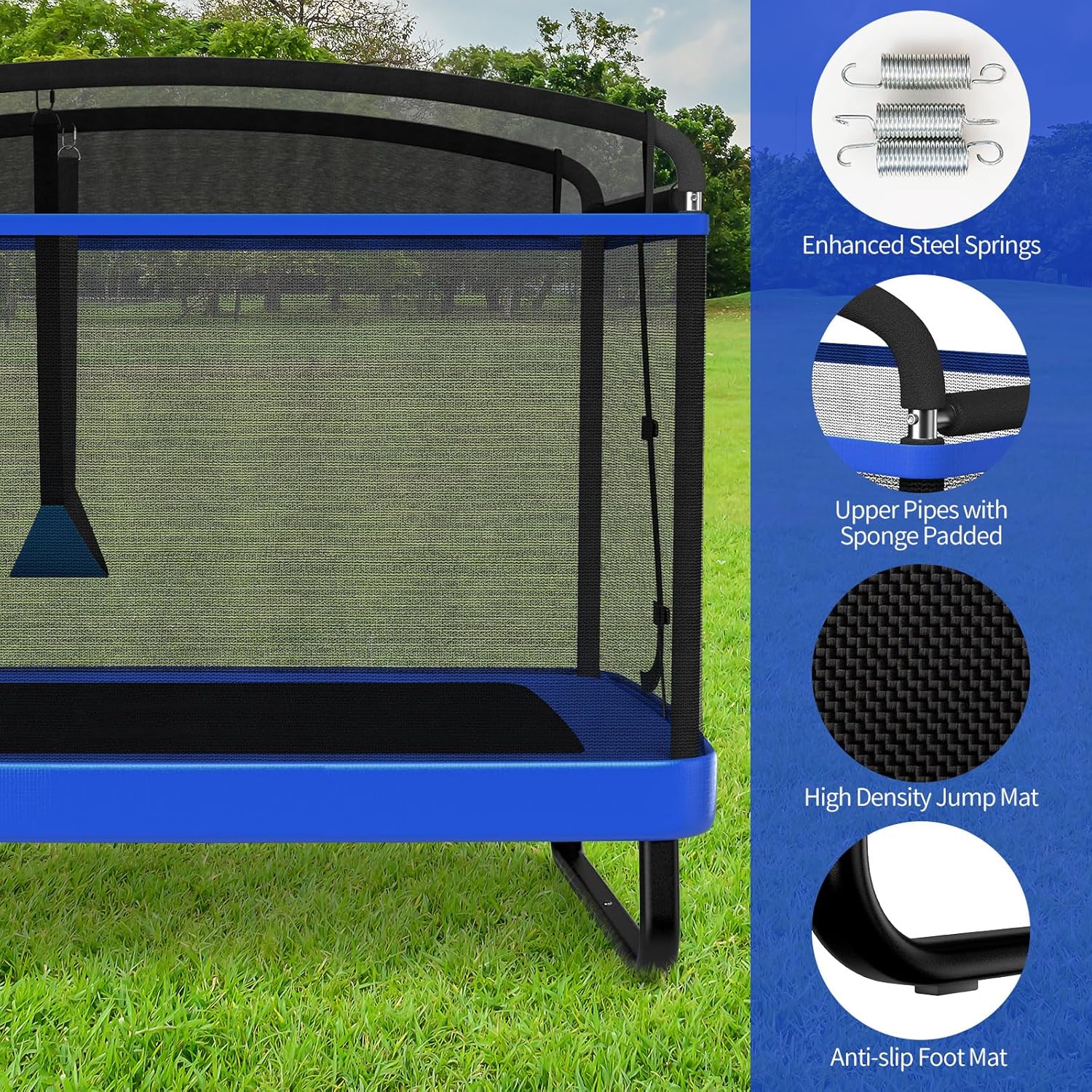 6 FT Trampoline for Kids with Swing, Toddler Trampolines with Safety Enclosure Net, ASTM Approved, Rectangle Indoor &