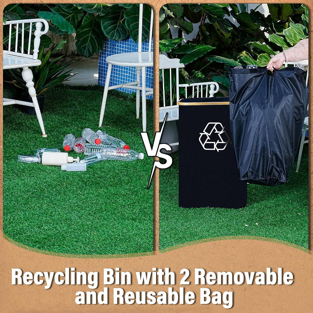 Recycling Bin for Kitchen 26 Gallon, 100L Recycle Bin with 2 Removeable and Reusable Inner Bag, Large Recycling bin