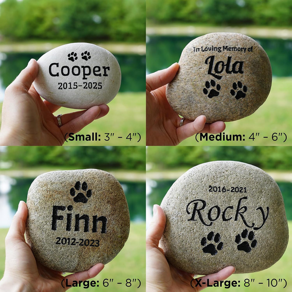Personalized Pet Memorial Stone – Natural River Rock Custom Engraved Pet Headstone for Dogs & Cats – Outdoor Pet