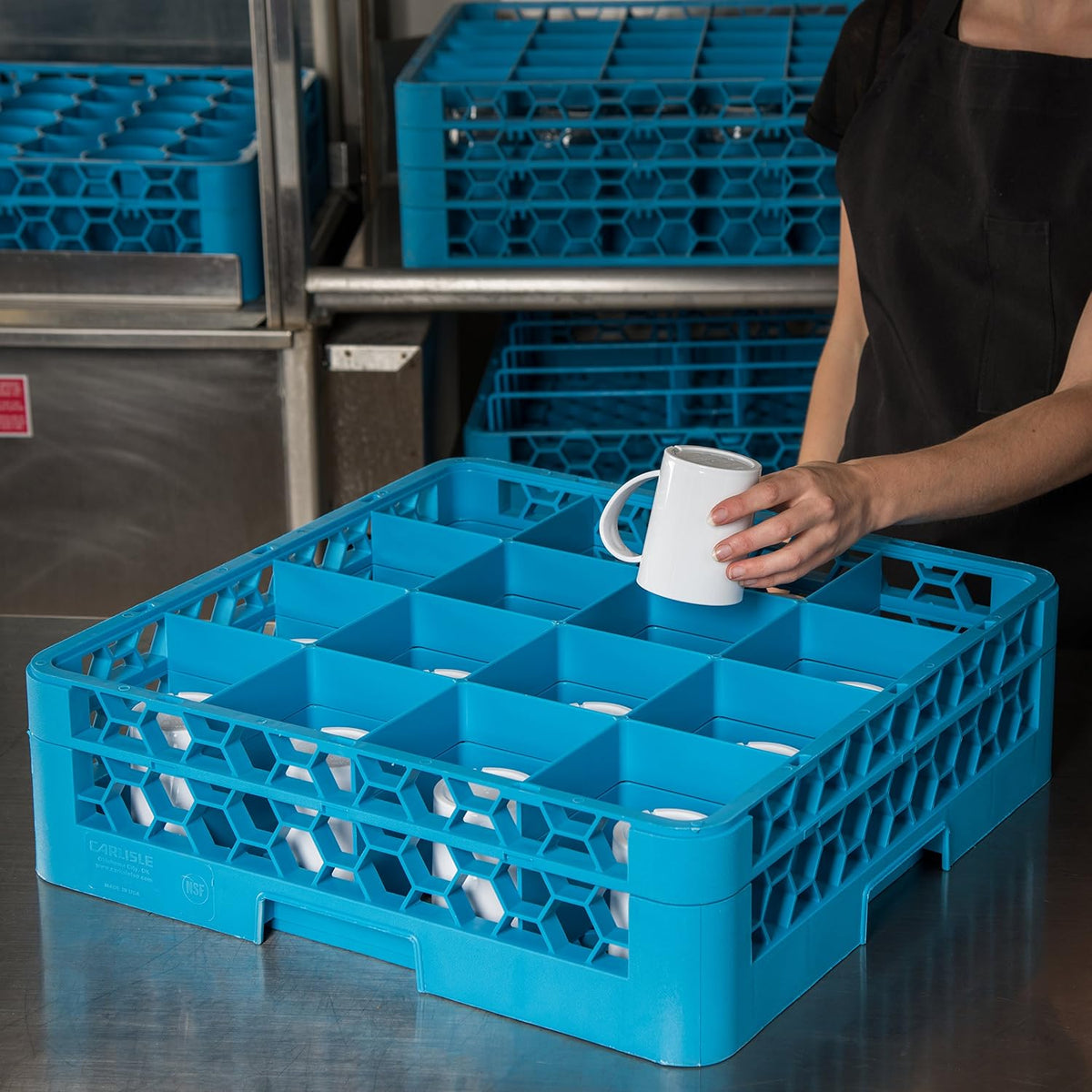 Carlisle Commercial Dishwasher Glass Rack, 16 Compartments, 1 Extender