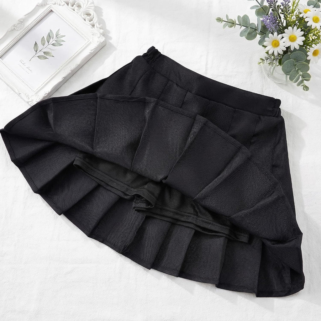 Girls Pleated Skirt Classic Pleated Uniform Skirts with Elastic Waistband School Uniform Tennis Dress with Lining Shorts