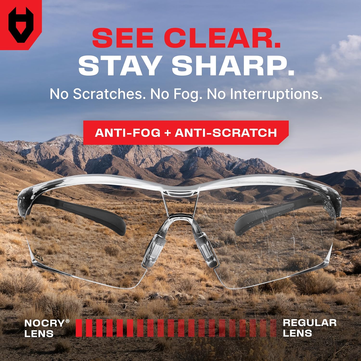 Clear Shooting Glasses for Men with Anti-Fog and Scratch Resistant Wraparound Lenses — ANSI Z87 Safety Glasses for